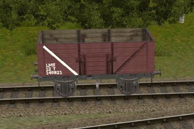 LMS 7 plank end door wagon in post 1937 livery