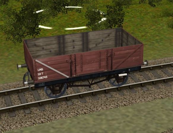 LMS 5 plank end door wagon in post 1937 livery